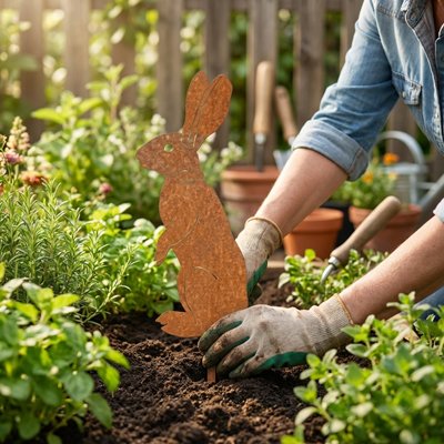 Décoration jardin lapin debout