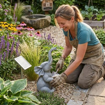 decoration jardin elephant femme plate bande 