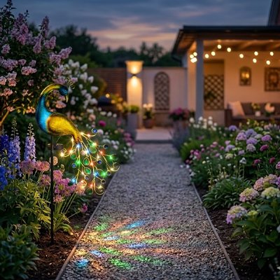 Décoration jardin paon allée