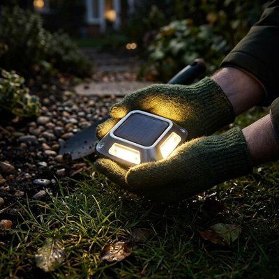 Eclairage exterieur solaire carré homme dépose