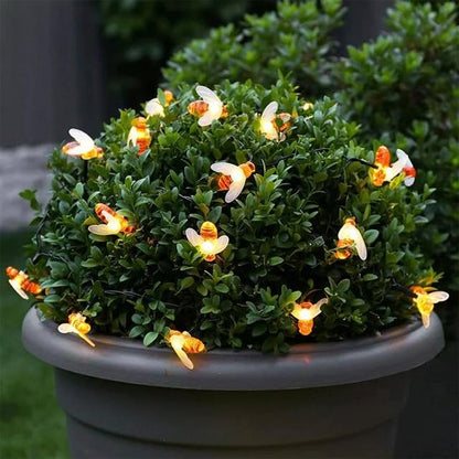 Guirlande lumineuse solaire abeille arbuste