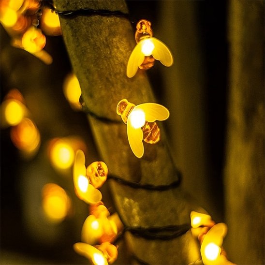 Guirlande lumineuse solaire abeille branche