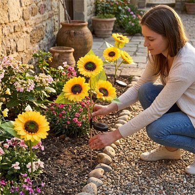 Lampe solaire extérieur tournesol plate-bande