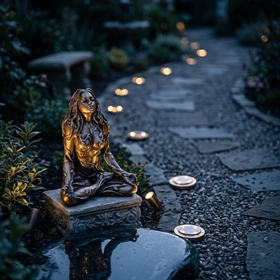 Sculpture déesse éclairée