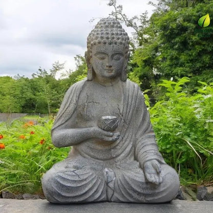 Sculpture jardin buddha étainte